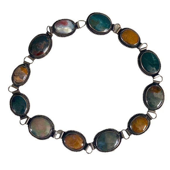 Vintage Accessories - Vintage Agate Cabochon Concho Boho Belt